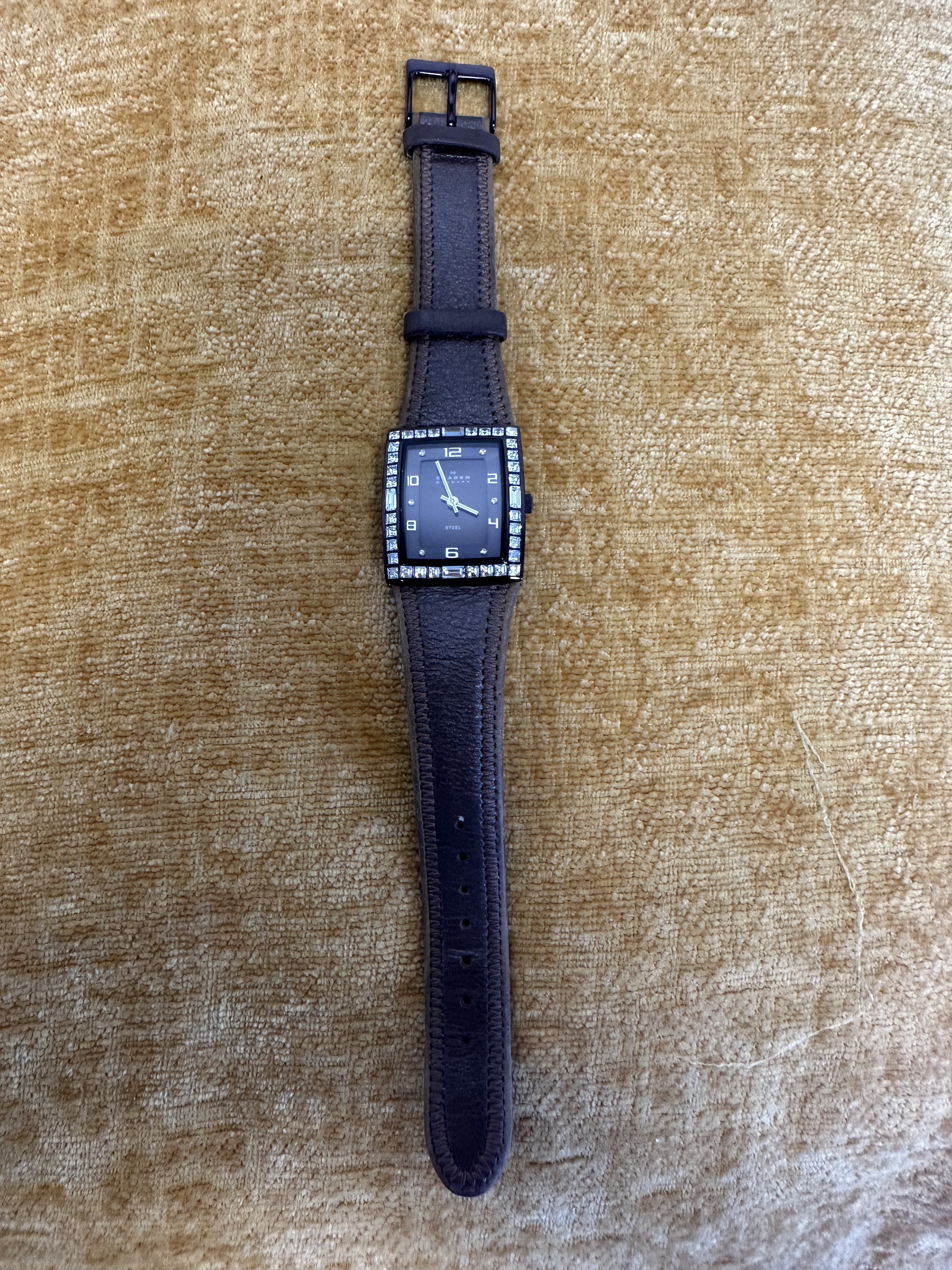Guess Crystal Bezel Square Watch - angle 1