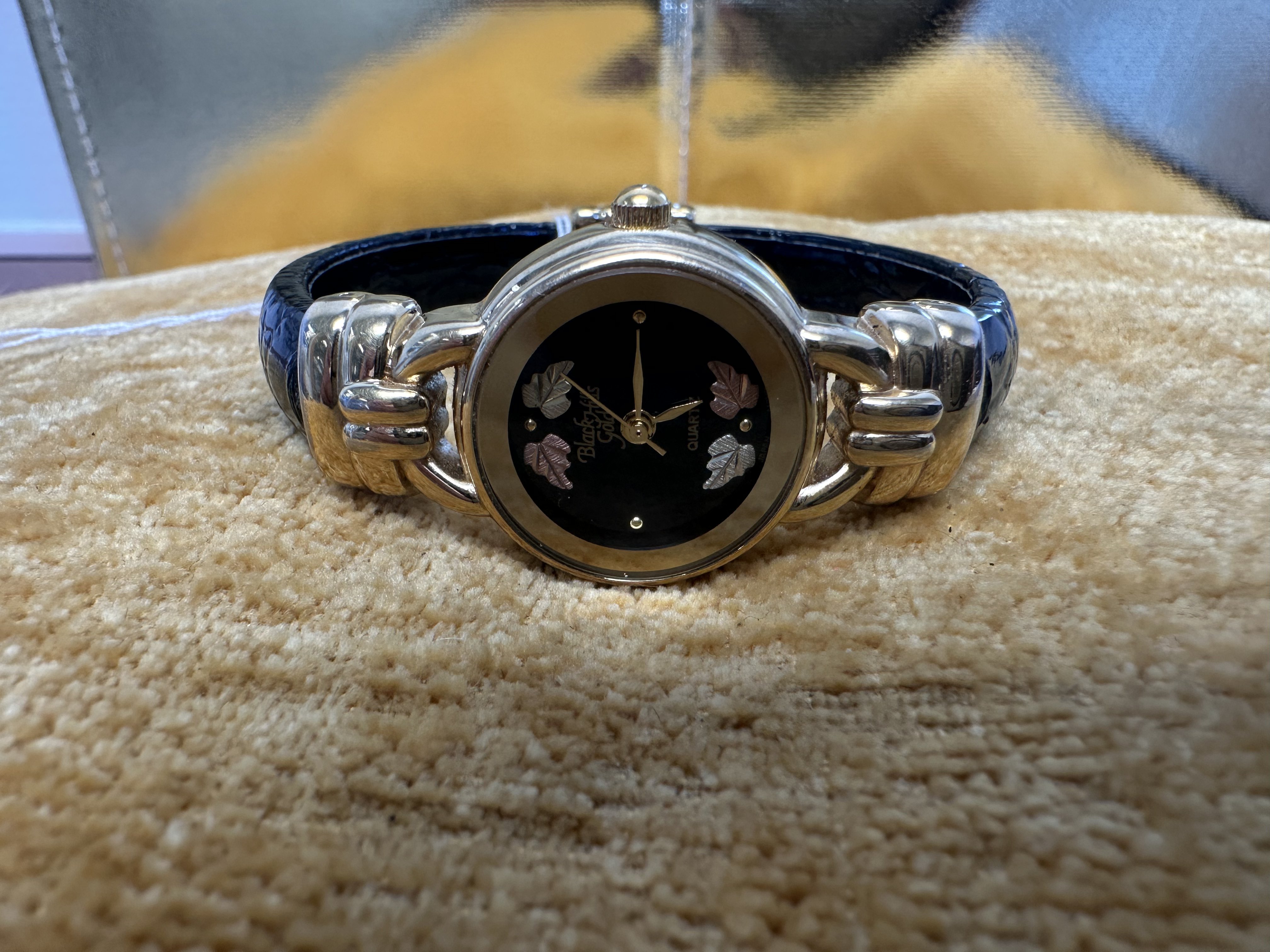 Black Hills Gold Bangle Watch with Leaf Motif - angle 1